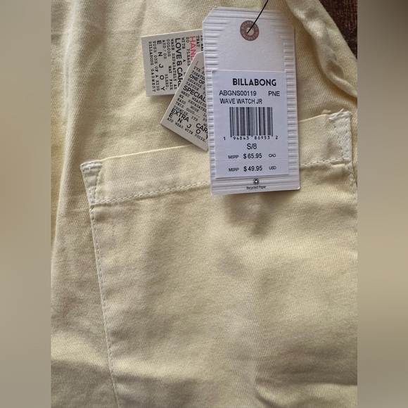 Billabong girls cotton blend pale yellow summer romper Size Small - Picture 3 of 5